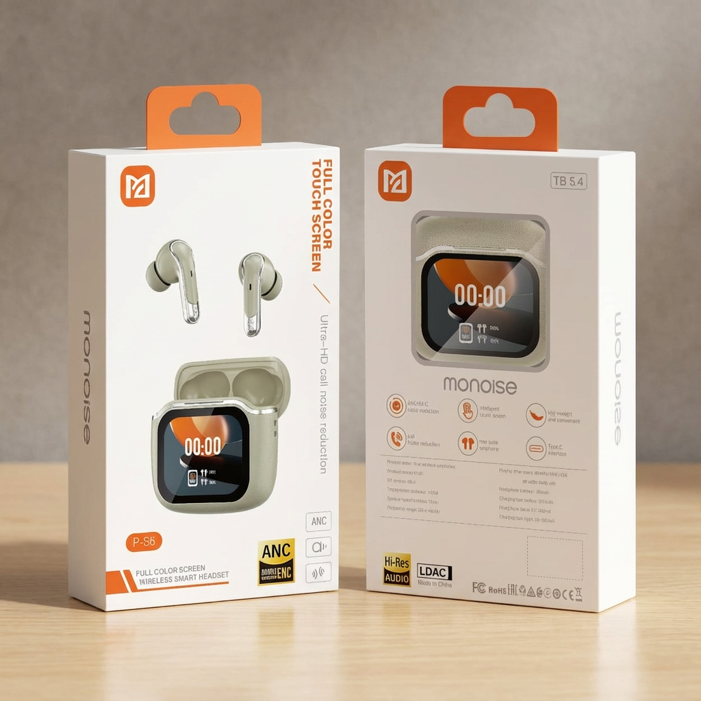MONOISE PS-6 Smart Touch Screen Wireless Earbuds